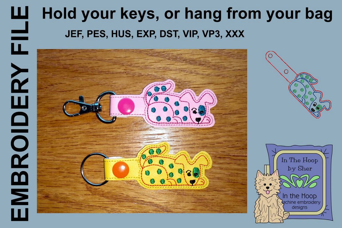 ITH Funky Dog Vinyl Key Fob or Bag Tag - Snap example image 1
