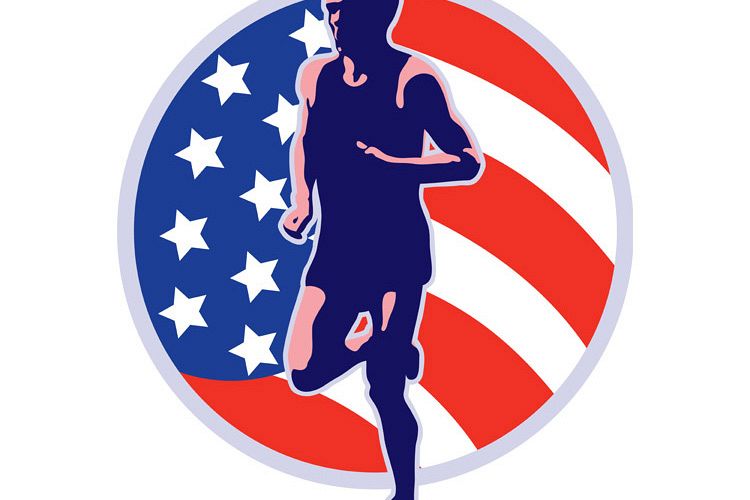 American marathon runner running retro example image 1
