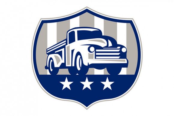 Vintage Pick Up Truck USA Flag Crest Retro example image 1