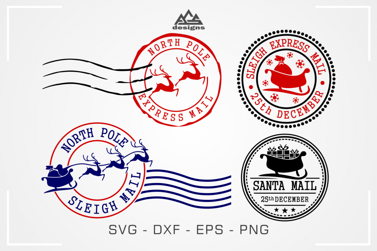 North Pole Mail Express Stamp Christmas Svg Design (374498) | Cut Files ...