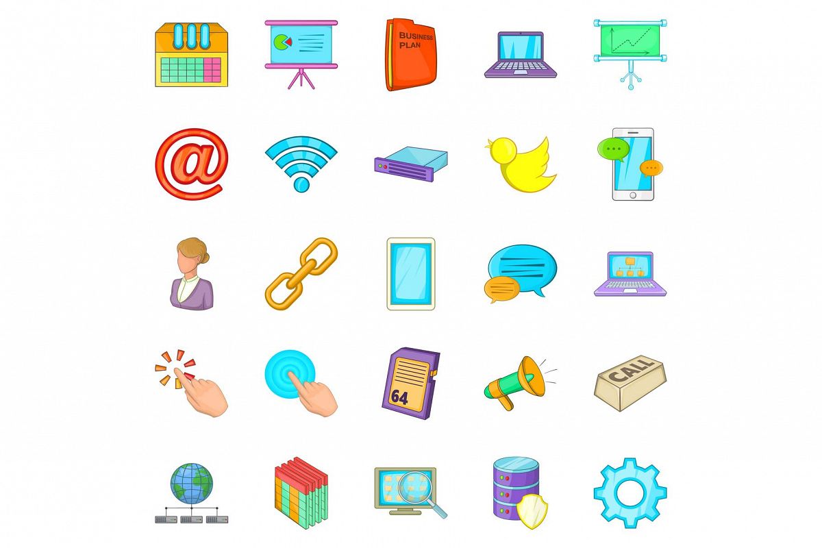 Radio operator icons set, cartoon style example image 1
