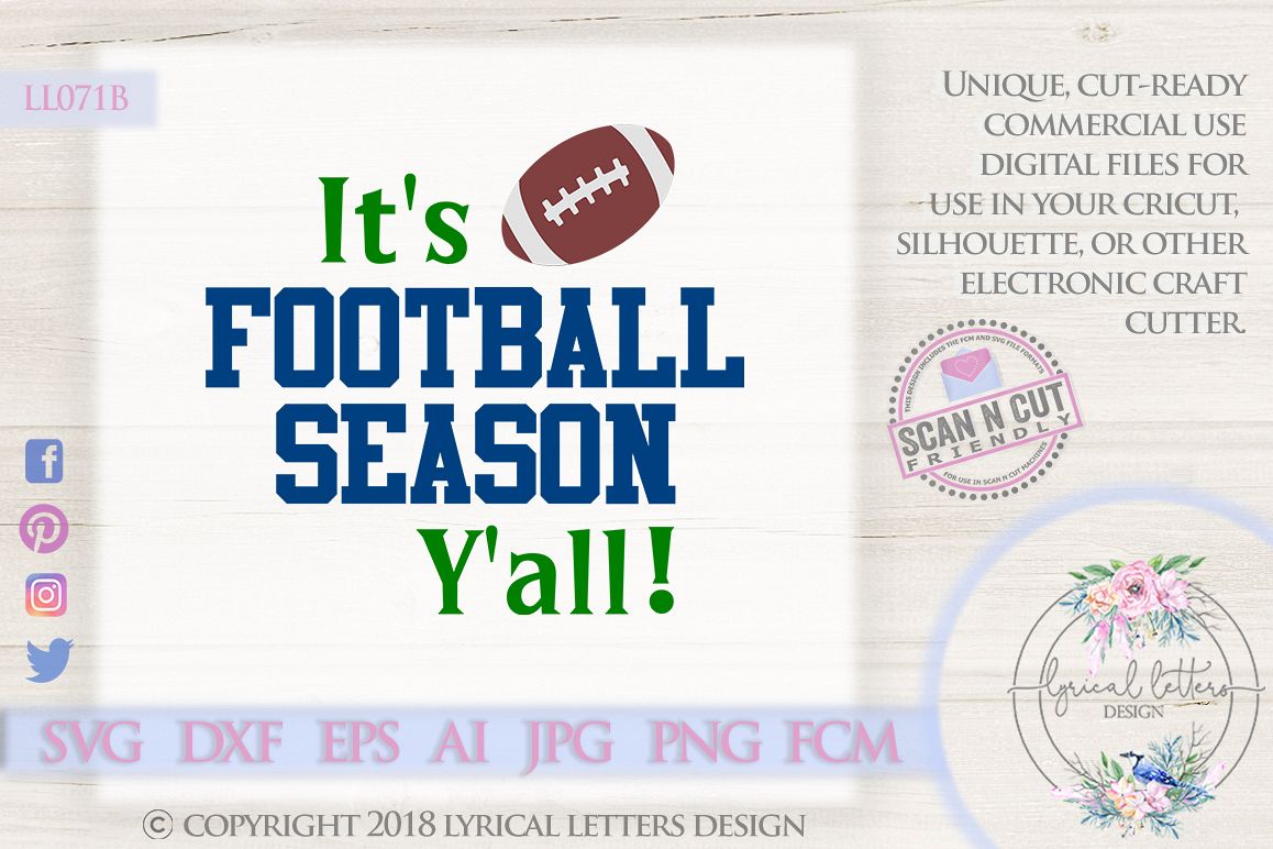 It's Football Season Y'all Football SVG DXF Cut File LL071B example image 1