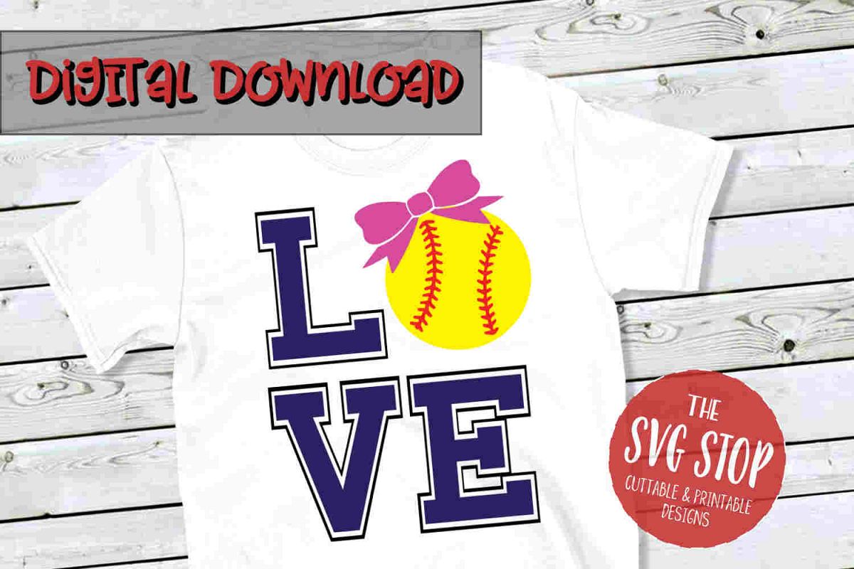 Love Softball -SVG, PNG, DXF example image 1