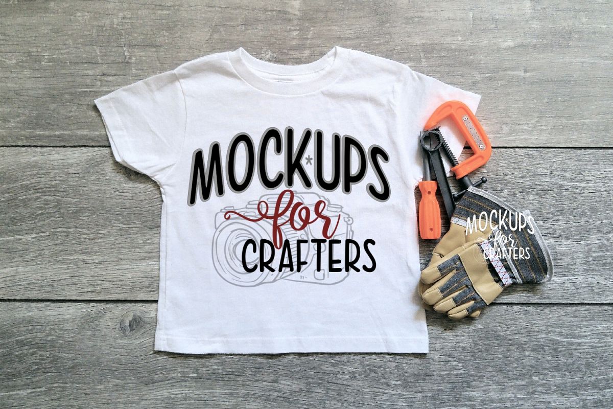 Gildan Child's Tshirt with tools & workgloves MOCK-UP example image 1