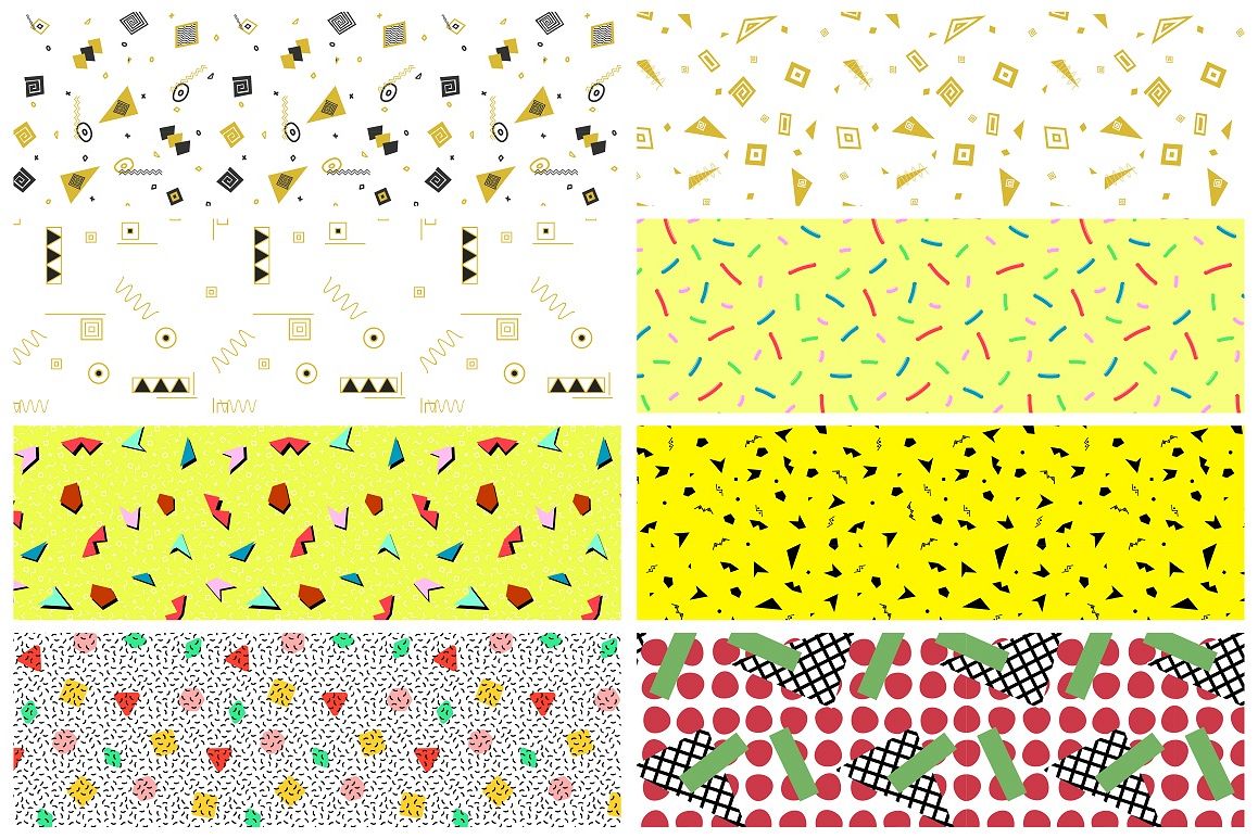Swatches of retro memphis patterns. example image 1