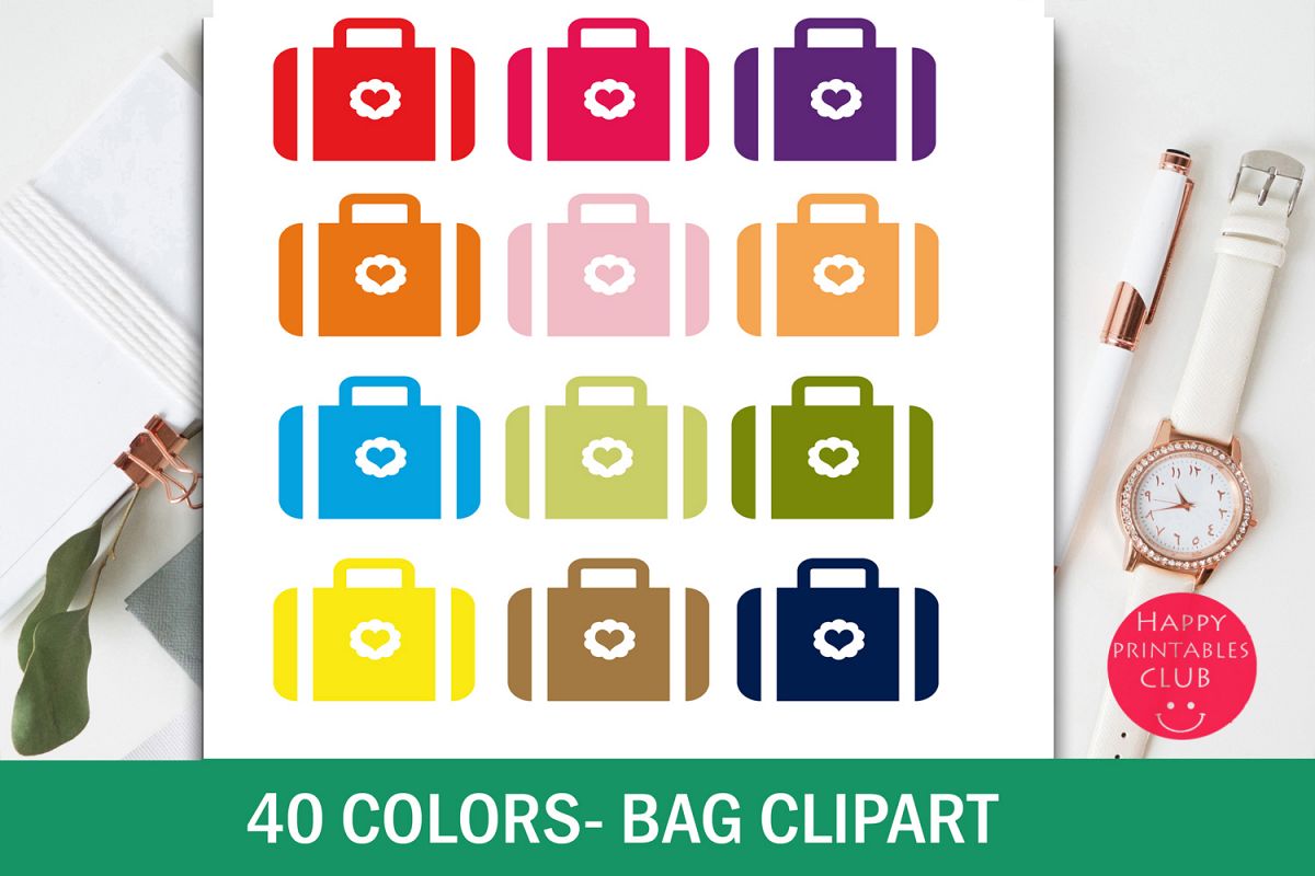 40 Colorful Bag- Suitcase Clipart example image 1