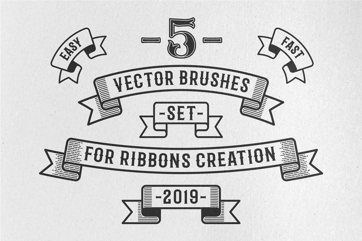 Vintage Ribbon Vector Brushes example image 1