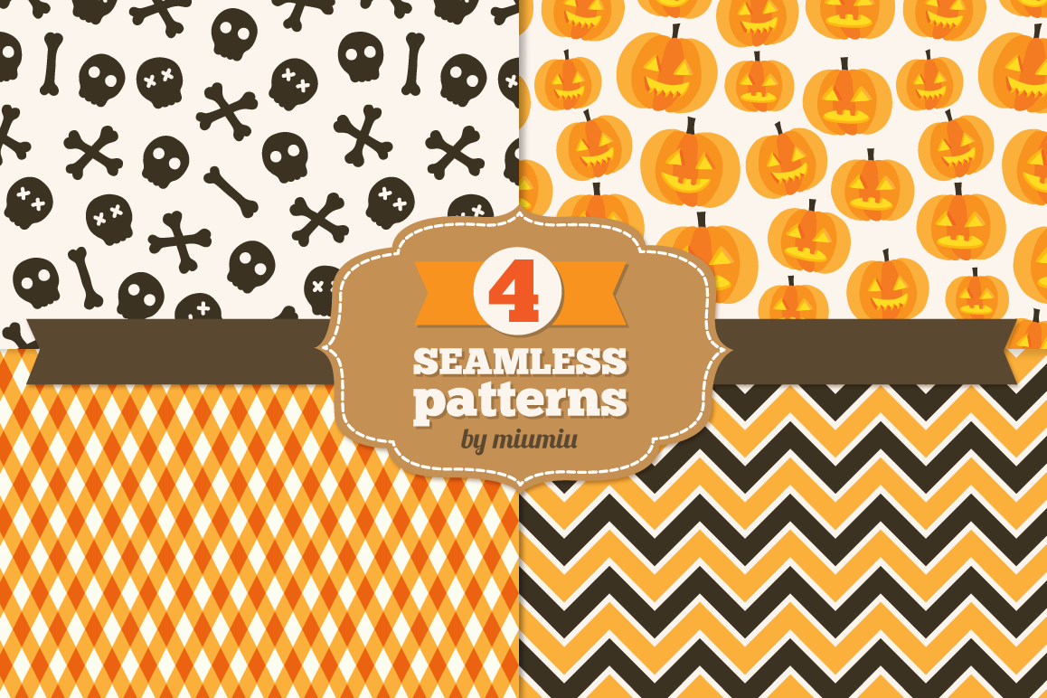 Halloween seamless patterns - set 3 example image 1