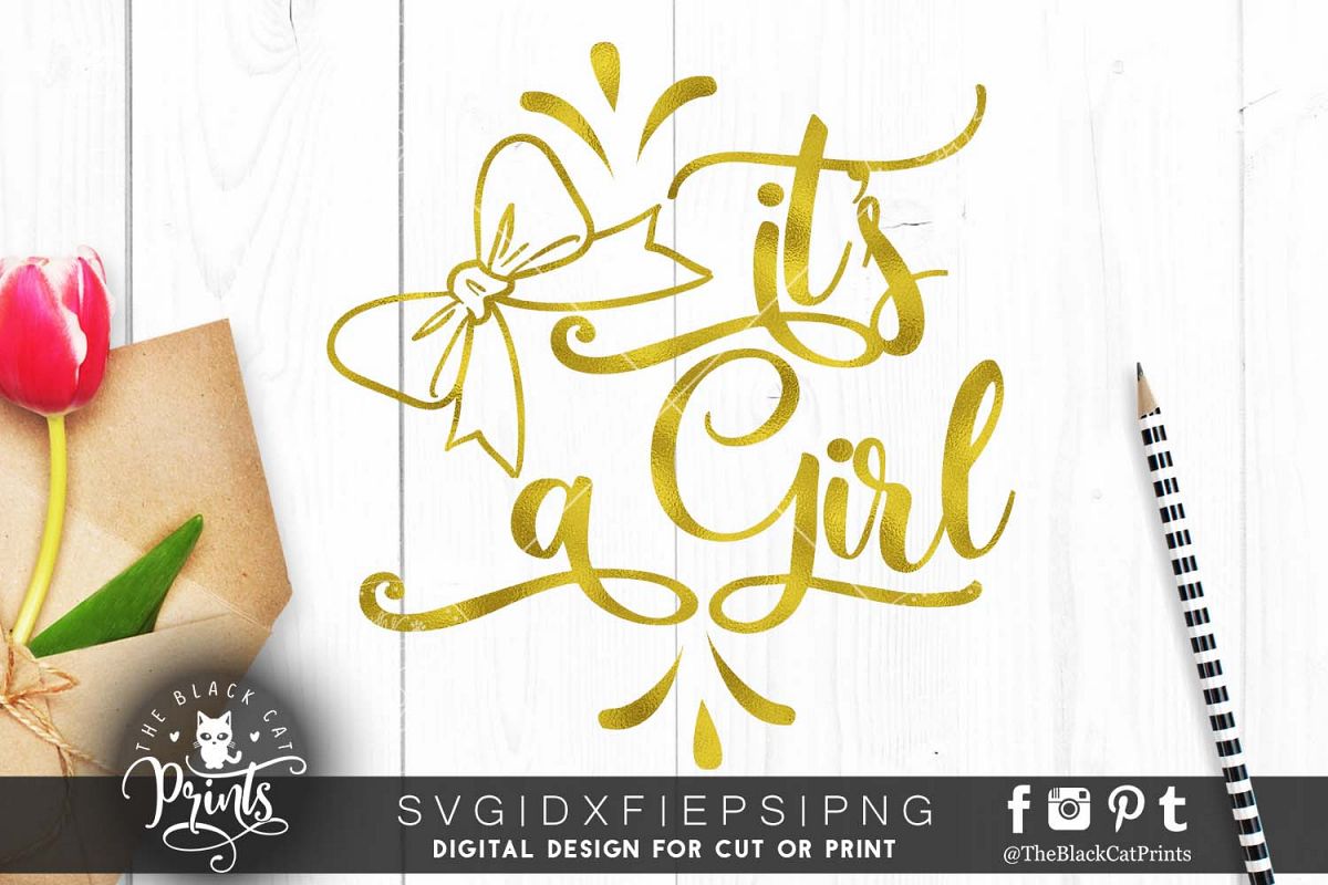 It's a girl with Bow SVG PNG EPS DXF example image 1