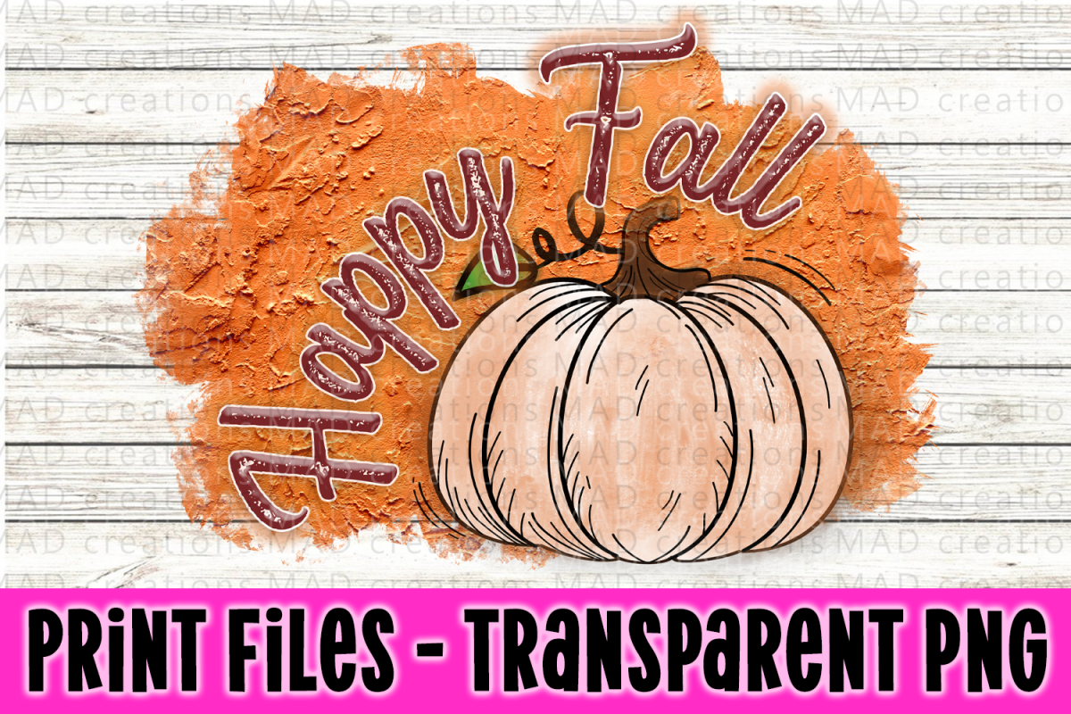 Happy Fall - Orange Plaster - Pumpkin - Print File example image 1