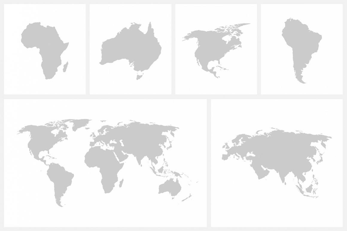 Vector world map + continents example image 1