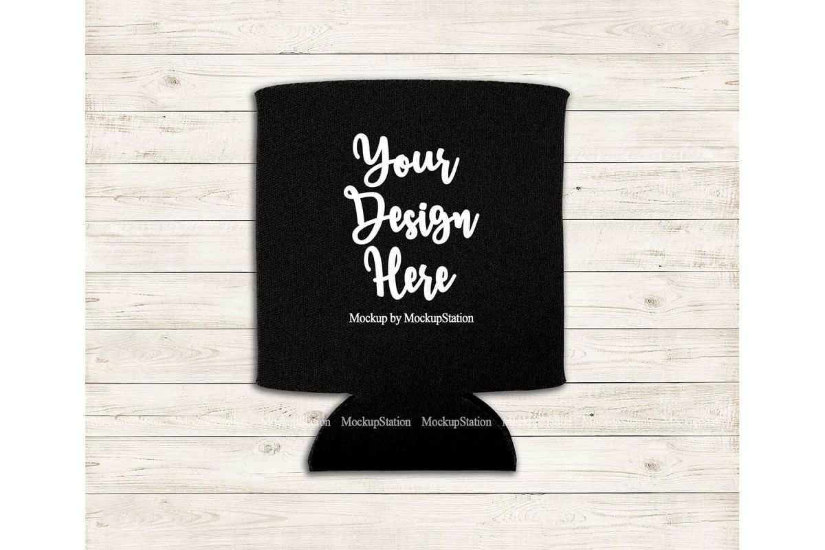 Download Can Cooler Mockup, Black Can Holder Flat Lay Mock Up ...