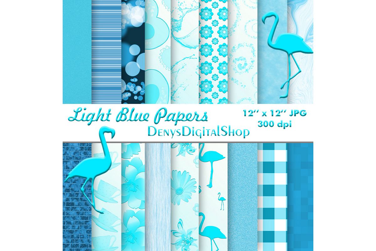 Light Blue Digital Paper, Light Blue Print, Light Blue, SALE example image 1