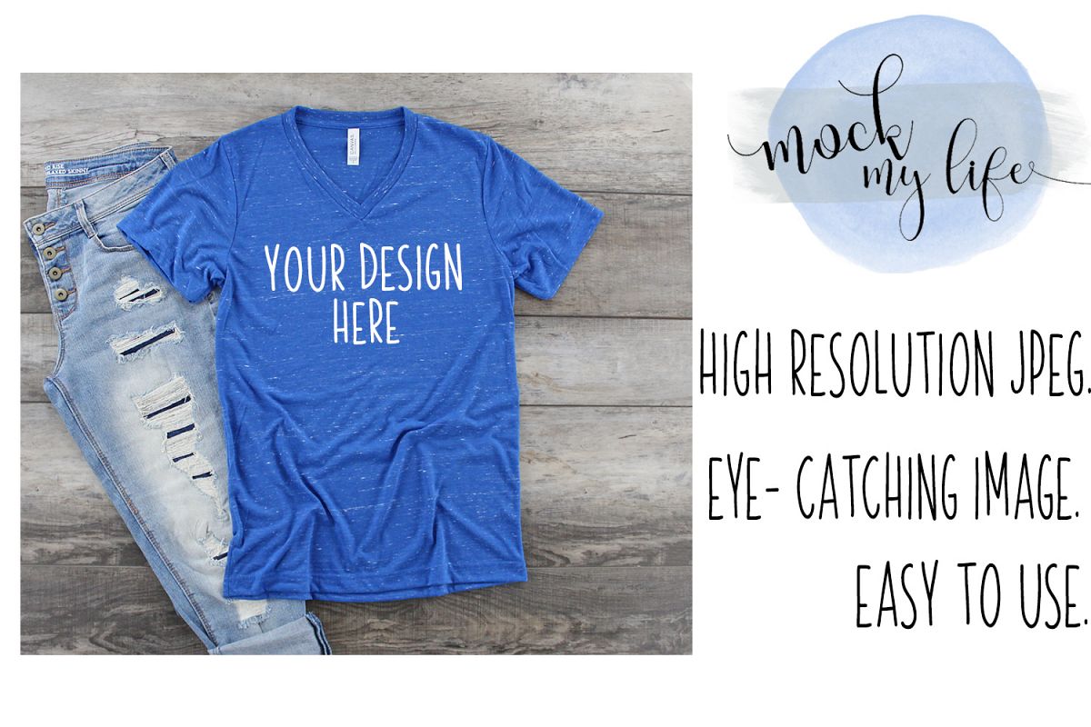 Bella Canvas Mockup / Plain Shirt Mock up / Royal Marble example image 1