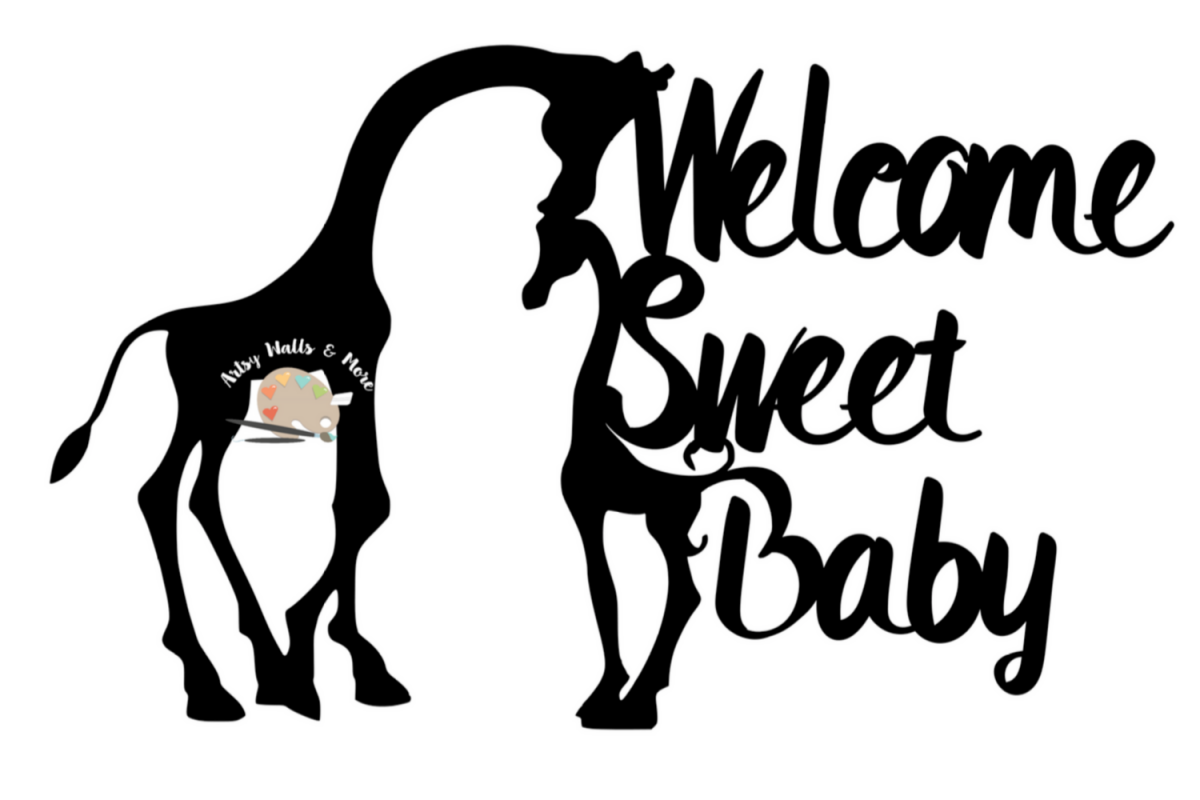 Giraffe baby shower cake topper svg Welcome sweet baby svg ...