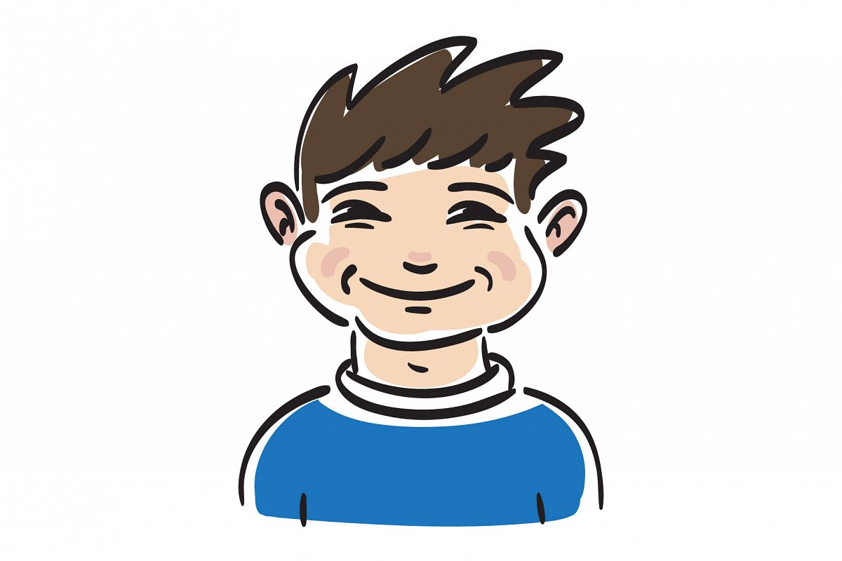 Happy boy face. Cute smile boy. Hand drawn illustrtion. example image 1