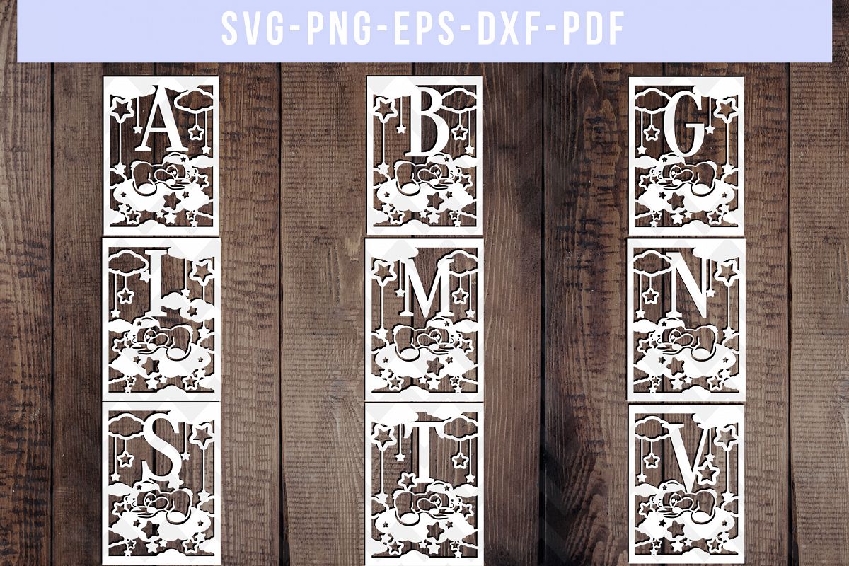 A-Z Monogram 26 letters Paper Cut Template, Laser SVG, DXF example image 1