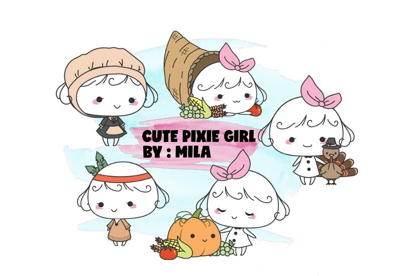 KAWAII GIRL CLIPART BUNDLE PNG example image 1