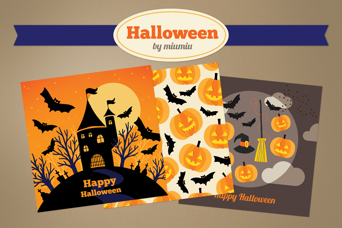 Halloween Greeting Cards and Patterns example image 1