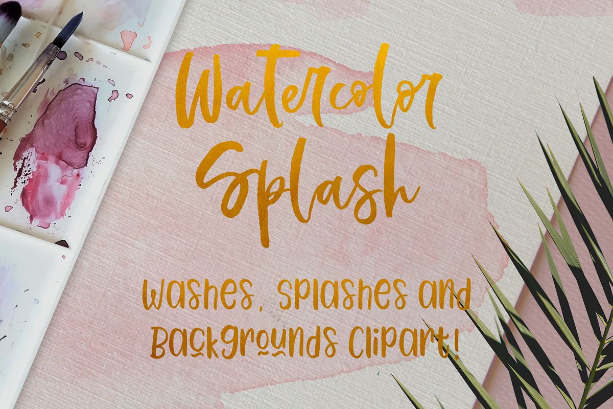 Watercolor Splash Clip Art, Vector Watercolor Backgrounds! example image 1