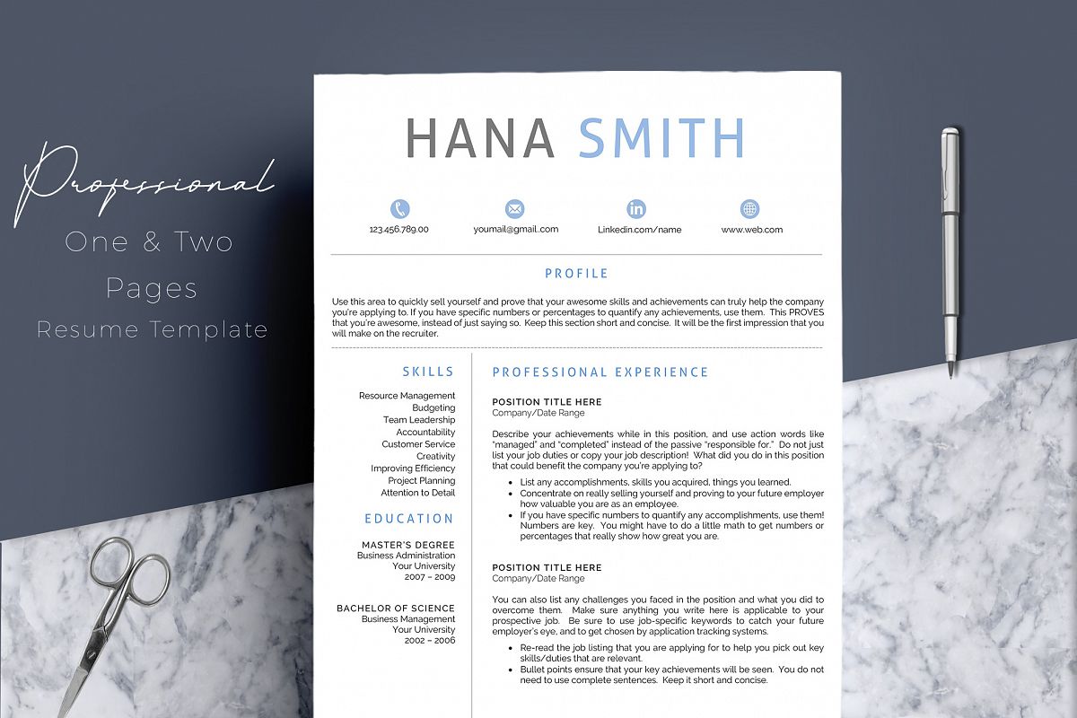 Professional Design 4 Pages Resume Template example image 1