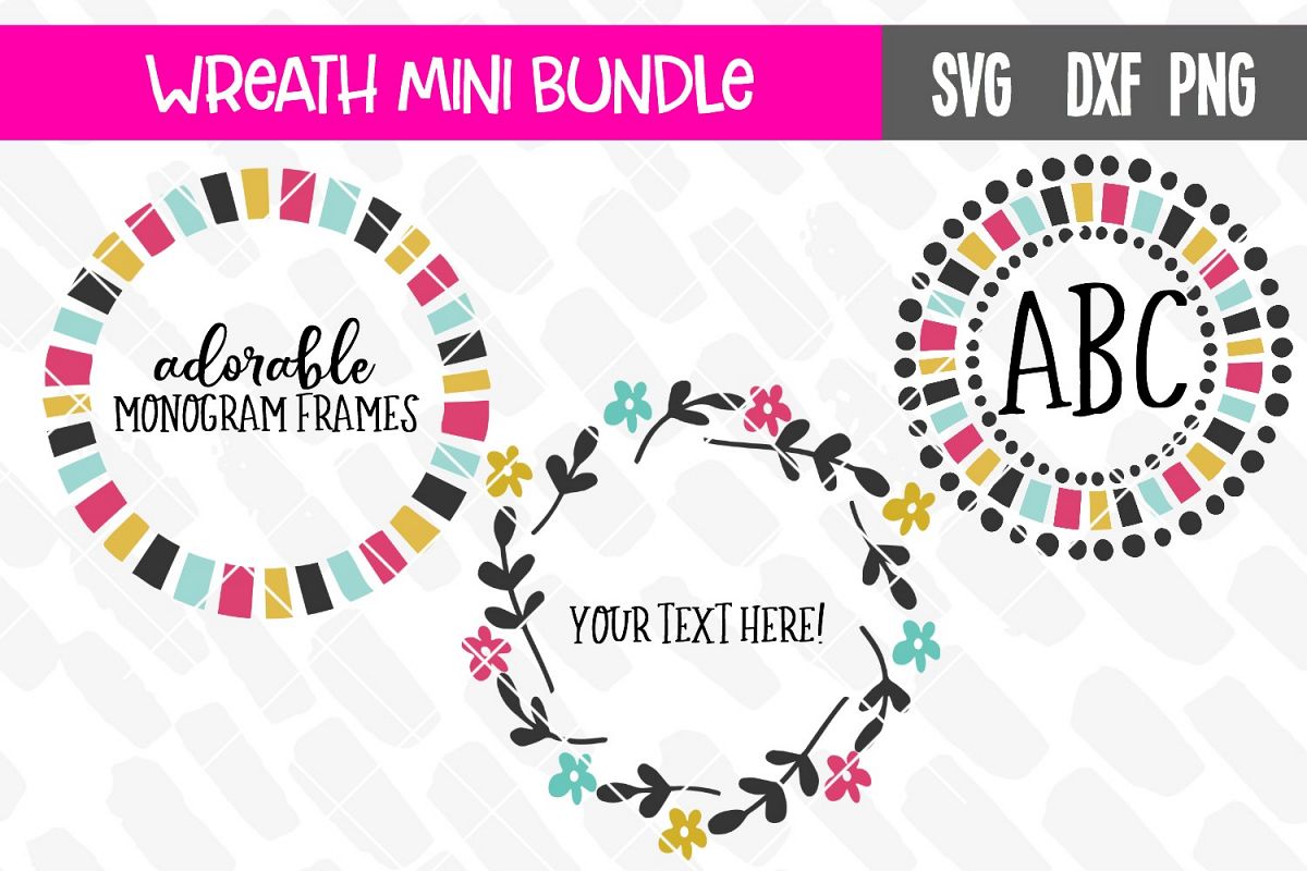 Monogram Frame Wreath Mini Bundle example image 1