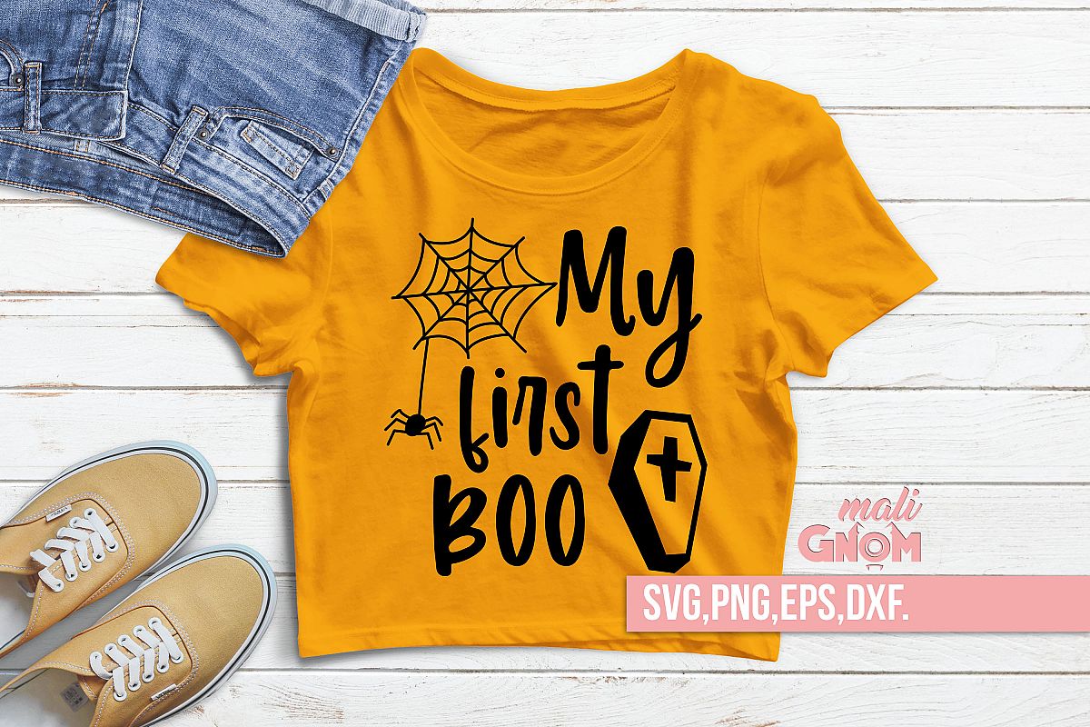 My First Boo SVG, Halloween SVG file, Trick or Treat Bag SVG example image 1