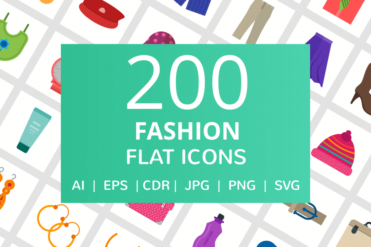 200 Fashion Flat Icons example image 1