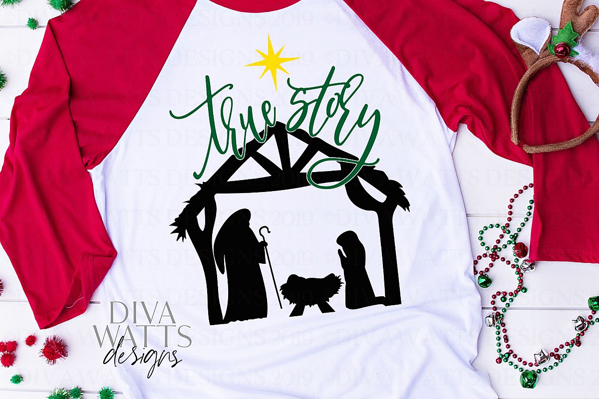 True Story - Christmas Nativity Scene - Jesus - SVG Cut File example image 1