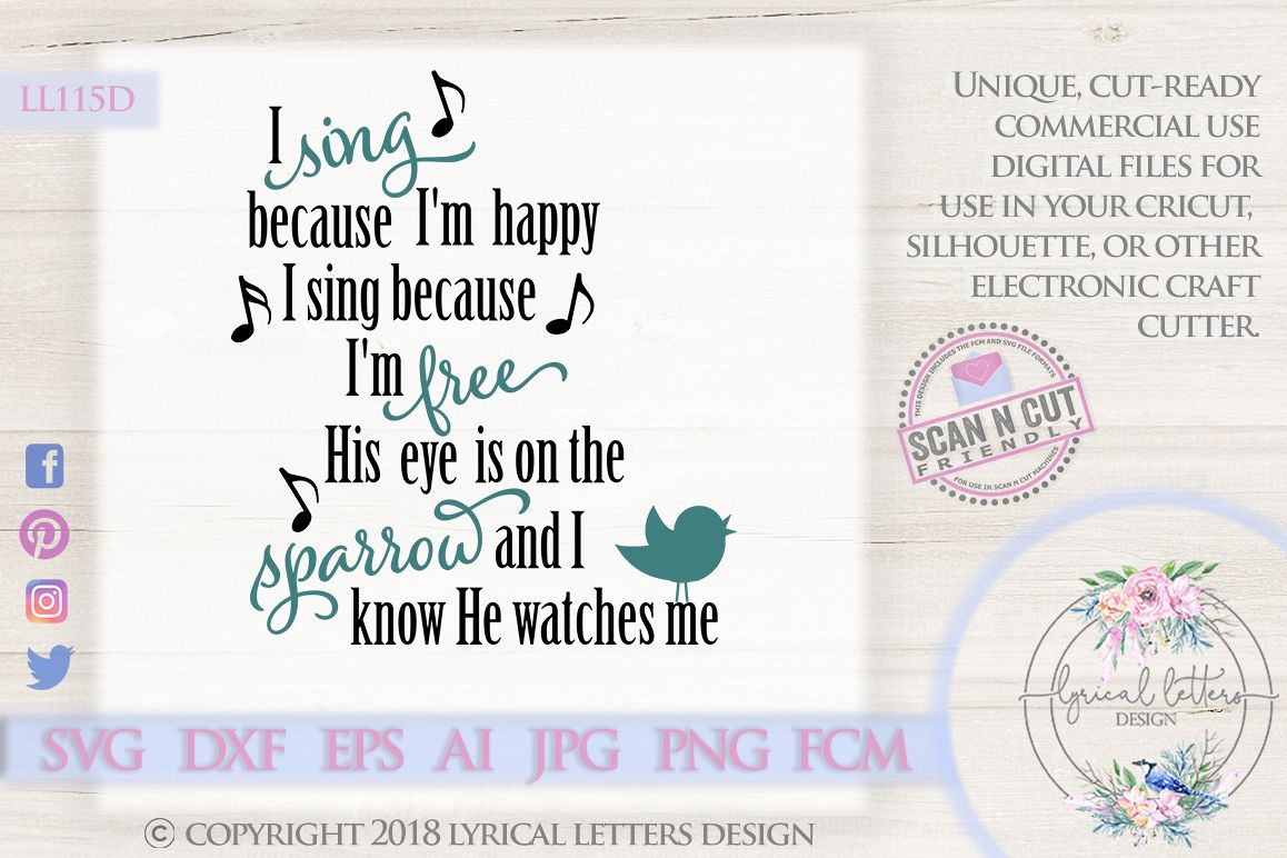His Eye Is On the Sparrow Hymn SVG DXF LL115D example image 1