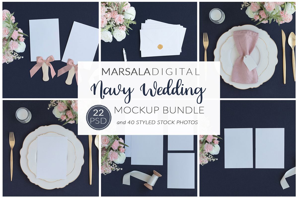 Blush and Navy Wedding Mockup Bundle example image 1