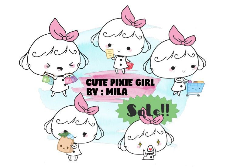 KAWAII GIRL CLIPART BUNDLE PNG example image 1
