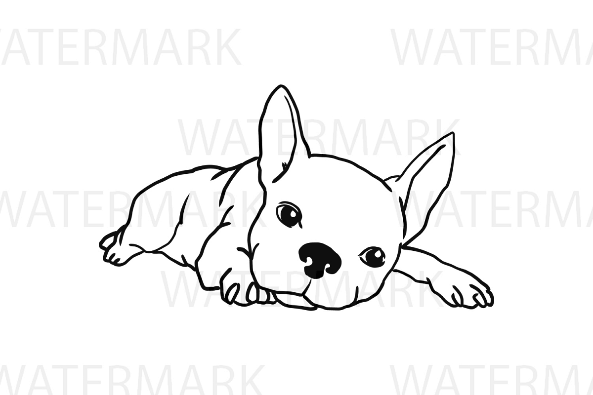 French Bulldog sleeping - SVG/JPG/PNG Hand Drawing example image 1