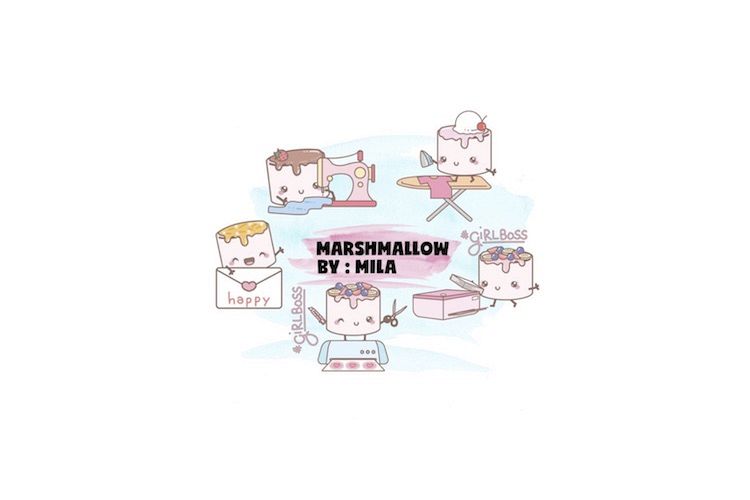 KAWAII MARSHMALLOW CLIPART BUNDLE PNG example image 1
