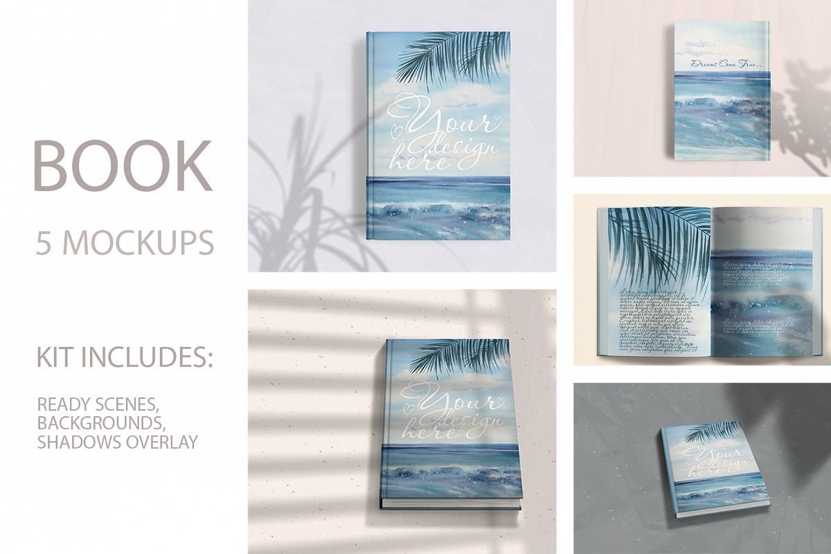 Set of book mockup with shadows example image 1