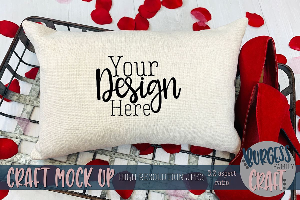 Valentine 12x18 pillow with stilettos Craft mock up example image 1