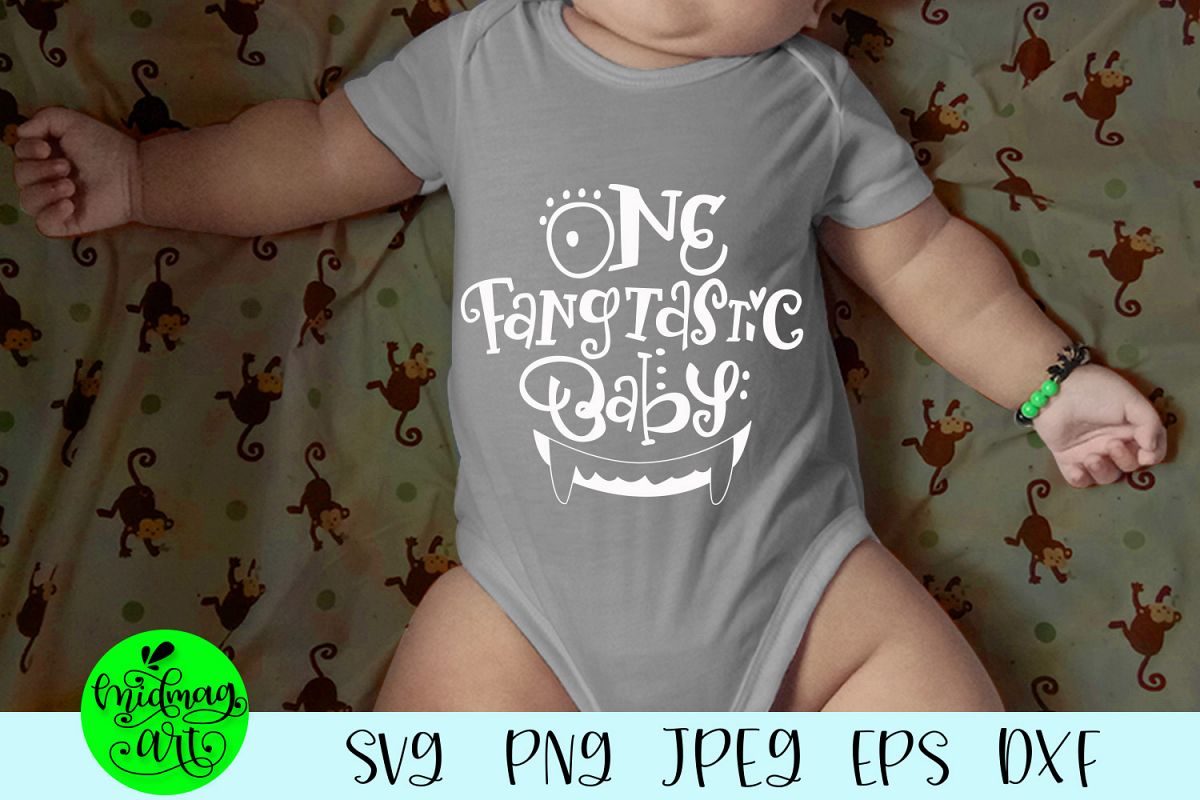 One fangtastic baby svg, halloween baby svg example image 1