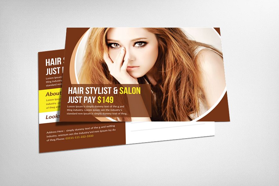 Hair Stylist & Salon Postcard Template example image 1