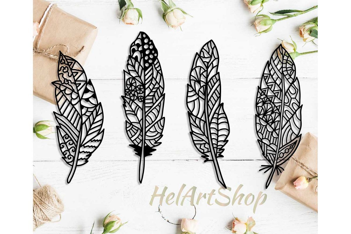 Zentangle feather, feather svg, feathers svg example image 1
