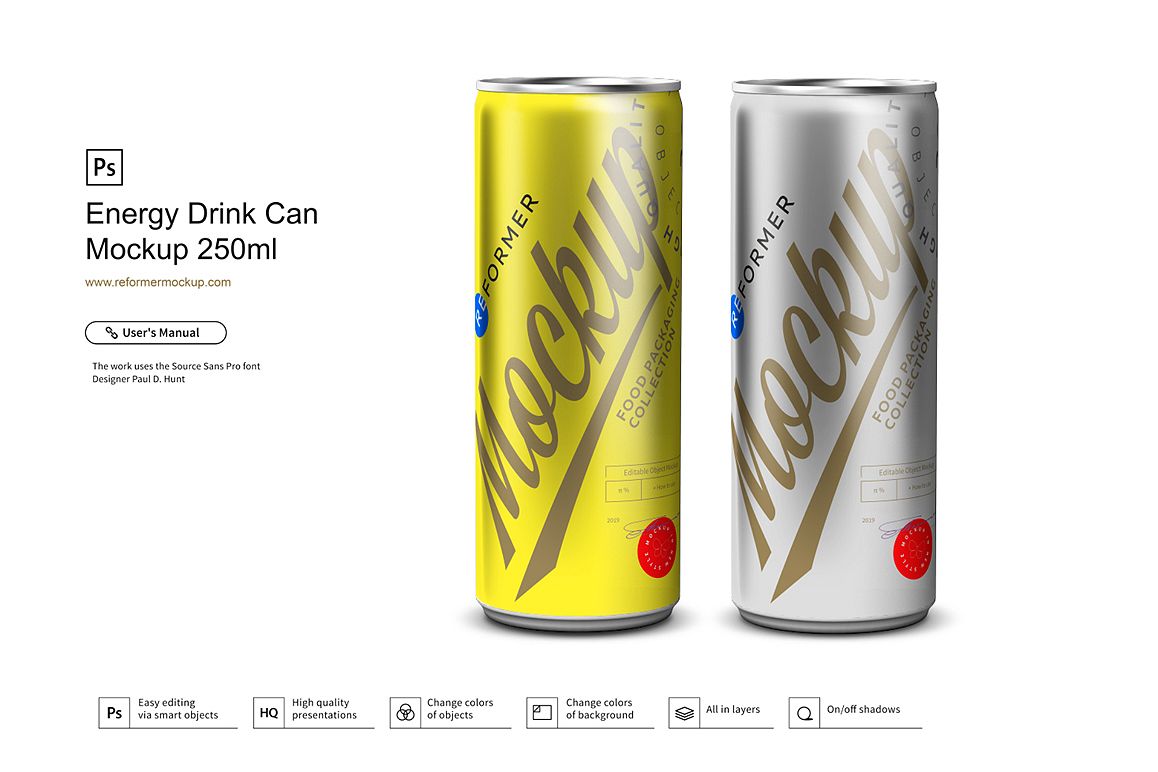 Energy Drink Can Mockup 250ml example image 1