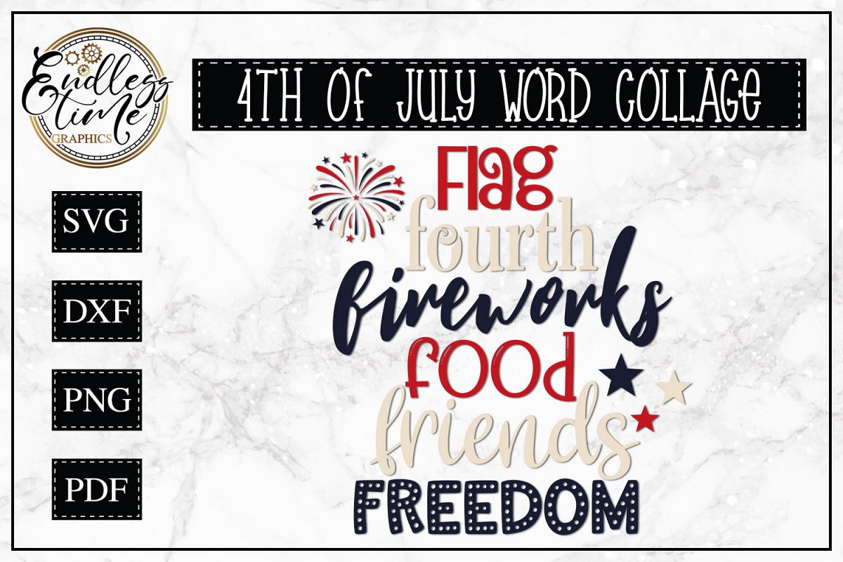 4th of July Word Collage - Favorite F Words - Patriotic SVG example image 1