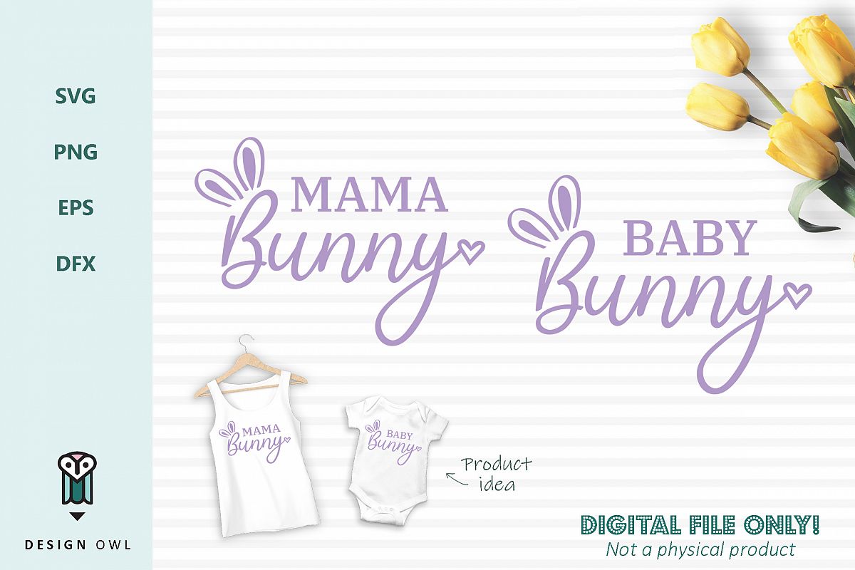 Mama bunny / Baby bunny - Easter SVG cut files (225210 ...