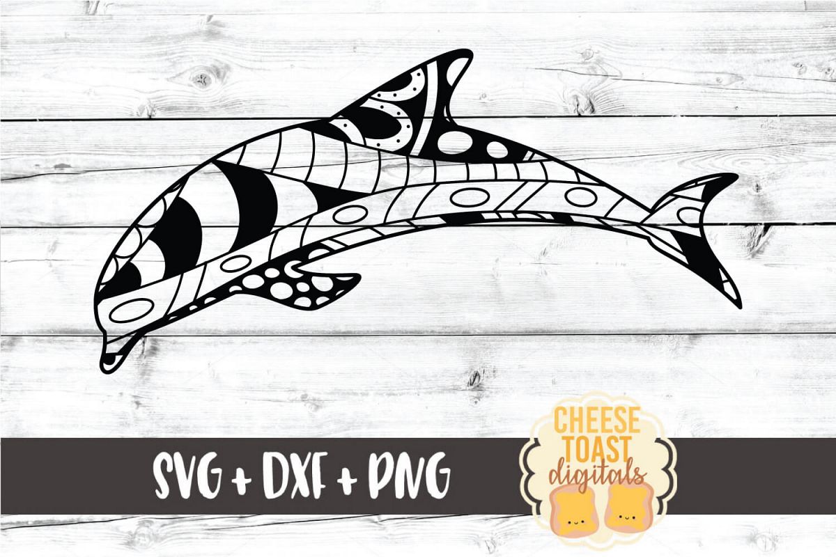 Dolphin - Zen Doodle Art - Ocean SVG PNG DXF Files example image 1