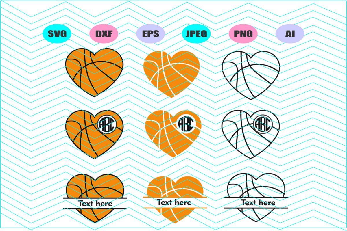 Basketball monogram Svg Dxf Eps Png Jpg Ai Cut Vector Vinyl example image 1