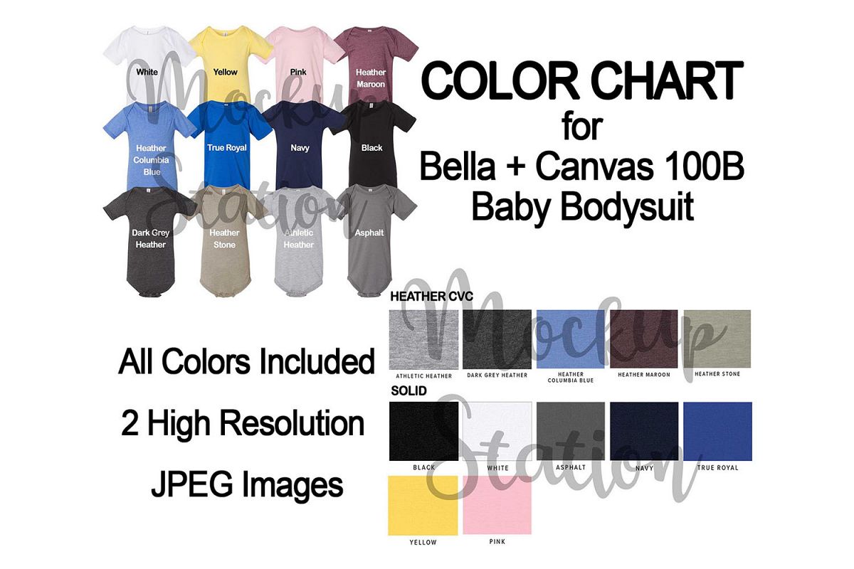 Color Chart for Bella Canvas 100B Baby Bodysuit Mockup example image 1