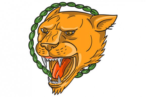 Lioness Growling Ring Leaves Tattoo example image 1