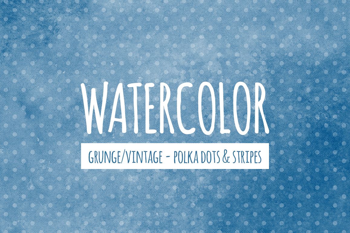 Watercolor Texture Backgrounds With Dots & Stripes - Blue example image 1