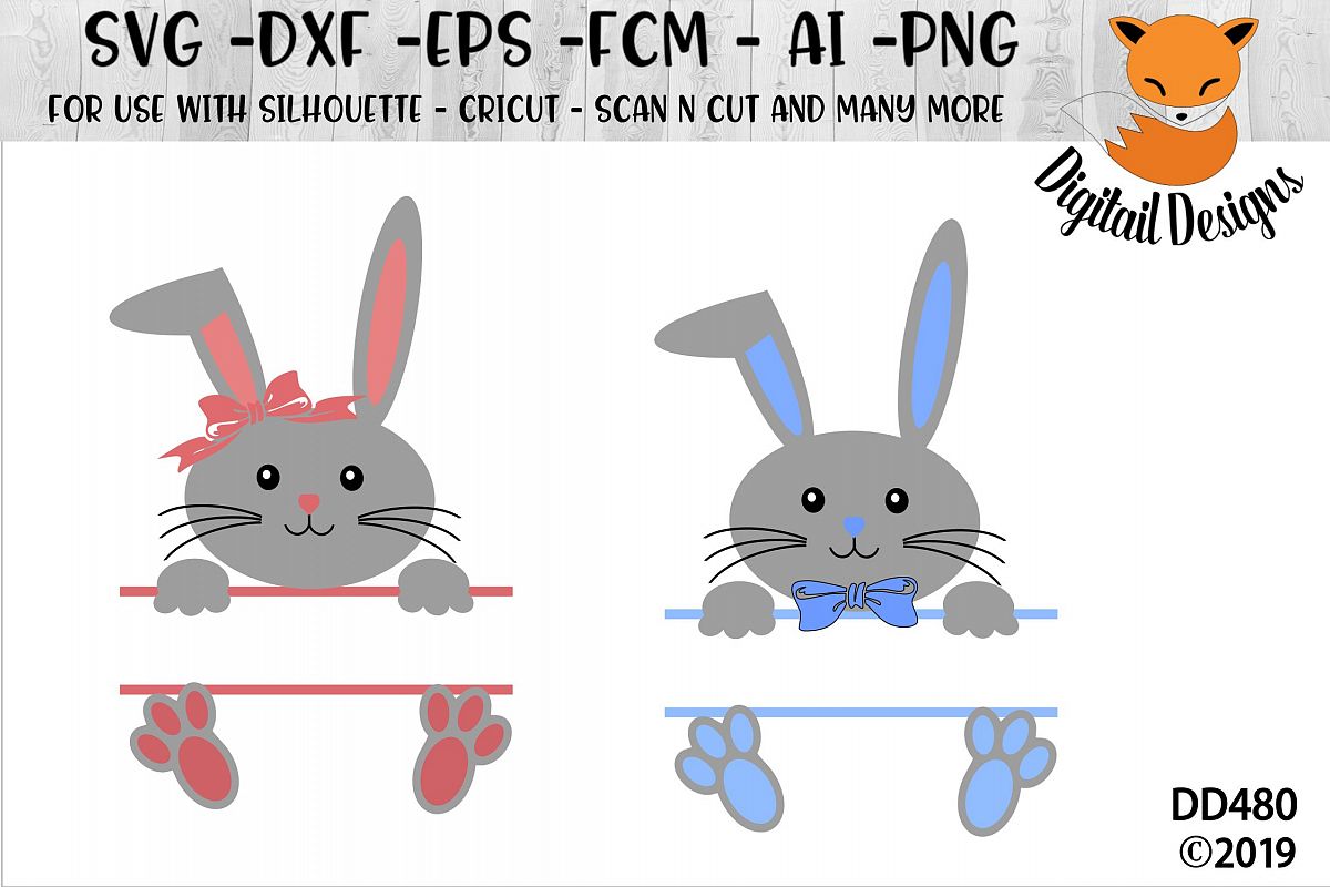 Download Easter Split Bunny Monogram SVG Cut File (203638) | Cut Files | Design Bundles