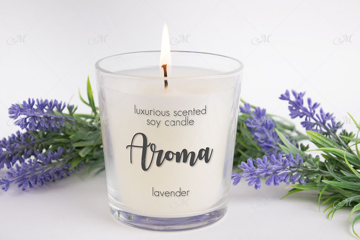 Download Candle 'Lavender' Mock-up, PSD & JPG