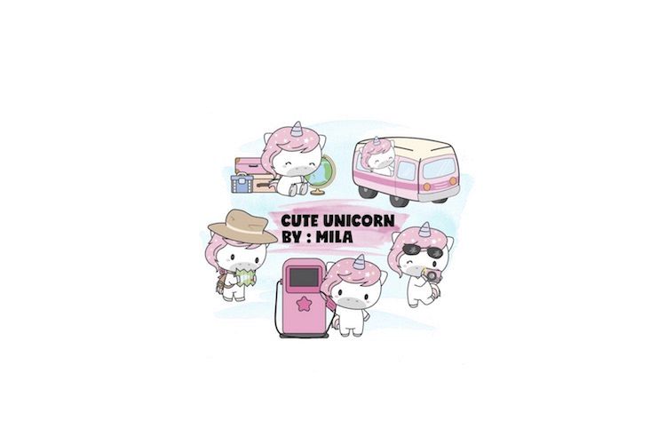 KAWAII UNICORN CLIPART BUNDLE PNG example image 1